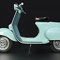 Light Blue Vintage Vespa Scooter With Classic Design And Black Seat