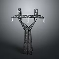 Modern Household Metal Tower Shaped Support Structure with Three Lighting Lamps and Stable Design