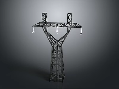 Modern Household Metal Tower Shaped Support Structure with Three Lighting Lamps and Stable Design 3d model