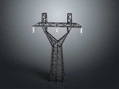 telephone pole high voltage wire transmission equipment pole street lamp old street lamp old telephone pole 3d model