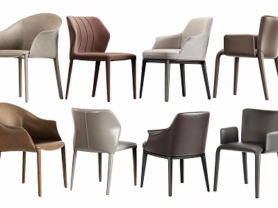 Various Modern Accent Chairs With Brown Grey Beige Colors And Comfortable Upholstered Design 3d model