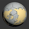 Globe Shaped Trophy with Golden Pillars and Silver Base on Dark Background with Reflection 3d model