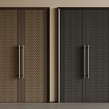 Double Doors With Brown And Black Honeycomb Pattern And Metal Handles For Modern Interior