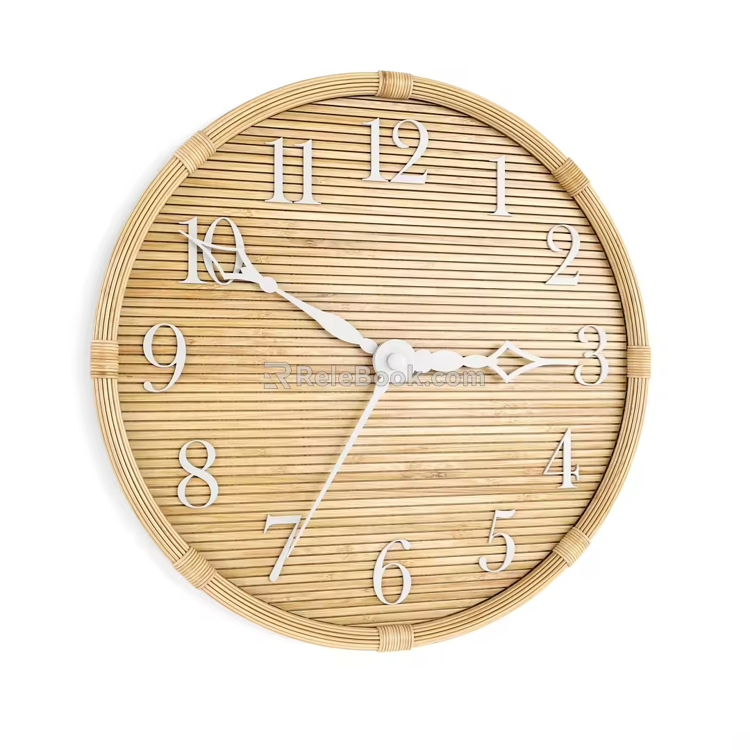 Modern clock rattan wall clock 3d model