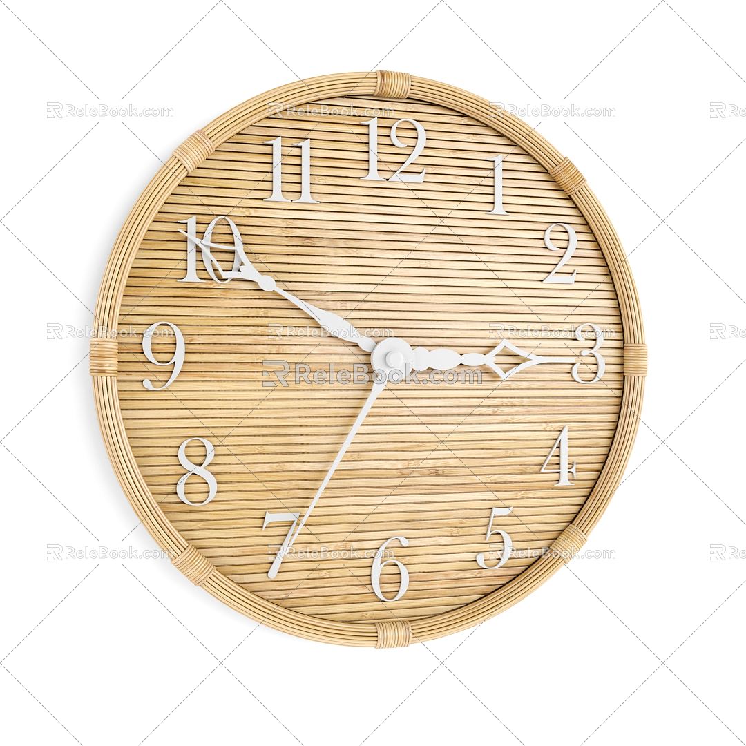 Modern clock rattan wall clock 3d model