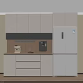Modern Kitchen Sideboard With White Cabinets Drawers And Coffee Machine