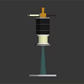 Electronic Device With Black Cylindrical Body Yellow Top Component Blue Pillar And Gray Base