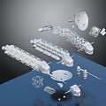 Scientific Space Equipment With Satellite Dishes Telescope Structures And Modular Components 3d model