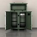 Green Double Door Storage Cabinet With Star Logo And Recycle Label