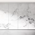 Modern Minimalist Feature Wall With Marble Landscape Texture And Wooden Accents