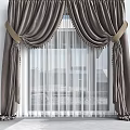 Elegant Dark Gray Curtains With Tiebacks And Sheer Window Panels Design 3d model