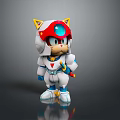 3D Cartoon Character With Red Helmet Yellow Cat Ears And White Blue Outfit Holding Tool
