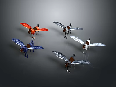 Colorful Decorative Flying Models With Transparent Wings And Assorted Colors 3d model