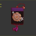 Purple Black Commercial Equipment With Golden Emblem White Floral Patterns Top Handle And Supports