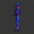 Blue And Red Sci Fi Robot Character With Mechanical Armor Design Details 3d model