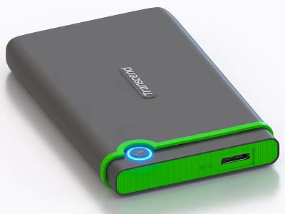 Baseus Portable Power Bank With Gray Body Green Edge Blue Indicator Light And USB Ports 3d model