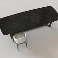 Modern Black Starry Table and Chair Set with White Cushion and Dark Legs