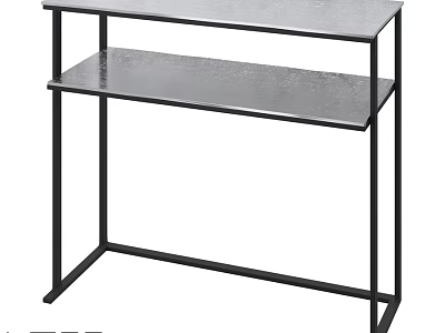 Modern Minimalist Dining Table With Black Metal Frame And Two Tiered Sleek Surface 3d model