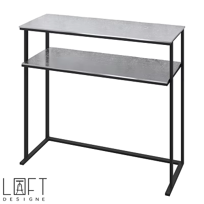 Modern Minimalist Dining Table With Black Metal Frame And Two Tiered Sleek Surface 3d model