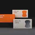 Decorative Ornament Set With Orange White Packaging Boxes And Modern Shape Design For Desktop 3d model