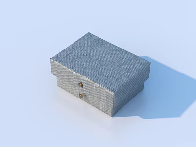 Gray Textured Storage Box With Metal Clasps For Home Organizing 3d model