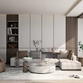 Modern Sofa Coffee Table Combination Fabric Corner Combination Sofa 3d model