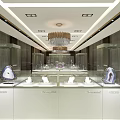 Modern Elegant Sales Office Interior Design With Glass Display Cases And Agate Slices