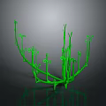 Abstract Green Plant Structure With Curved Branches And Twisted Vines On Dark Background