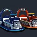 Electric Toy Train Blue and Red Cute Design for Kids Playtime Fun