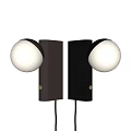 Modern Metal Wall Lamps With Rectangular Body And Round White Shades In Silver Black Finish
