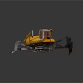 Yellow Tracked Utility Vehicle Bulldozer With Heavy Duty Blade And Operator Cabin