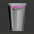 White Paper Cup With Cold Pink Refreshing Drink And Ice Cubes