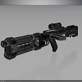 Futuristic Multi Barrel Weapon With Scope And Mechanical Black Metal Design