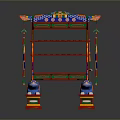 Ornate Traditional Architectural Component With Colorful Decorations Frame And Pedestals