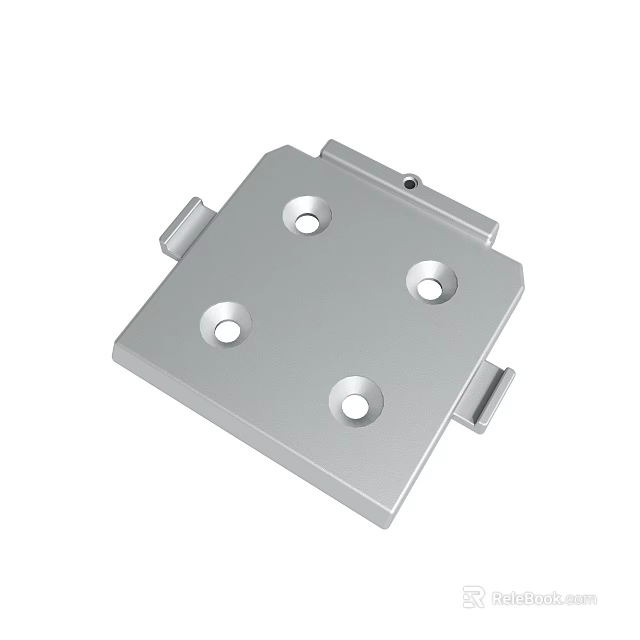 Durable Square Metal Component With Four Mounting Holes And Side Brackets 3d model