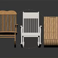 Wooden Rocking Chairs White And Natural Wood Design With Slat Back And Armrests