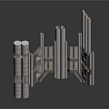 White Modular Structural Equipment With Vertical Horizontal Bars And Stacked Modules