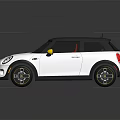 White Mini Cooper With Yellow Side Mirrors Black Roof And Black Wheels
