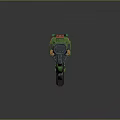 High Tech Futuristic Green Weapon With Orange Accents And Mechanical Details