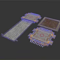 Electronic Circuit Components Featuring Square Chips Complex Patterns Metal Grid And Textured Plate