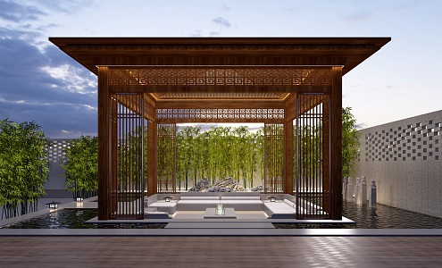 New Chinese Style Gazebo Landscape Sits Courtyard Gazebo Landscape Sits Courtyard 3d model