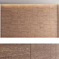 Modern Natural Wooden Sofa Backdrop Wall With Textured Panels And Brown Wood Finish