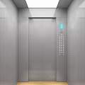 Sleek Elevator Interior With Metal Door Control Panel And Ceiling Lighting