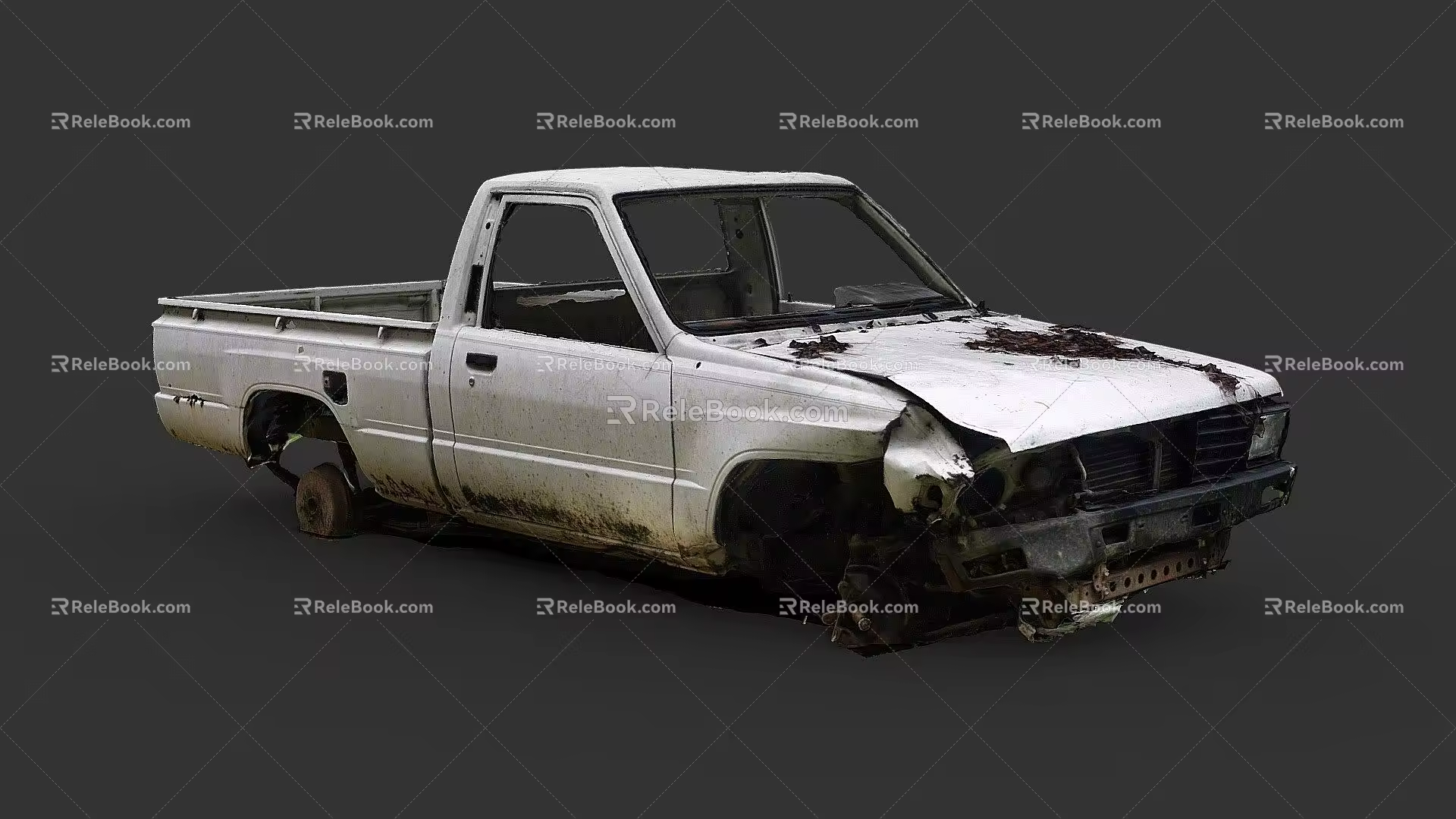 The destroyed pickup 3d model
