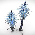 Cartoon Scene Featuring Two Plants With Blue Leaves And Black Roots With Blue Spots