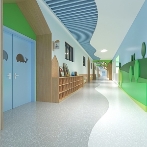 Modern aisle kindergarten aisle 3d model