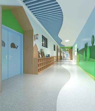 Modern aisle kindergarten aisle 3d model