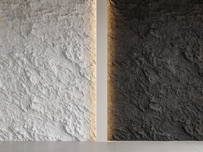 Textured White and Dark Gray Background Wall with Split Interior Design 3d model