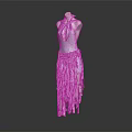 Elegant Women's Light Blue Sleeveless Dress With Fringe Hem And Waist Detail