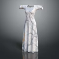 Elegant White Floral Printed Long Dress With Flowy Design And Classic Fit